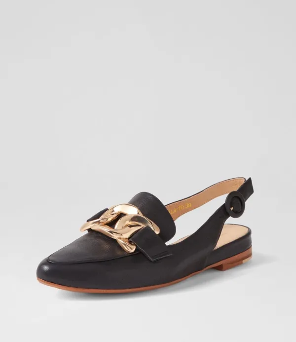 Women TOP END Favilla Black Leather Loafers