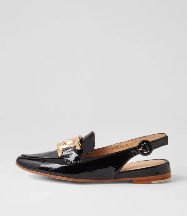 Women TOP END Favilla Black Patent Leather Loafers