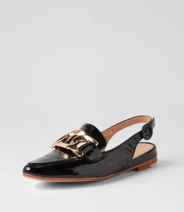 Women TOP END Favilla Black Patent Leather Loafers