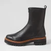 Women DJANGO & JULIETTE Faycey Black Tumble Leather Ankle Boots