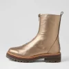 Women DJANGO & JULIETTE Faycey Bronze Tumble Leather Ankle Boots