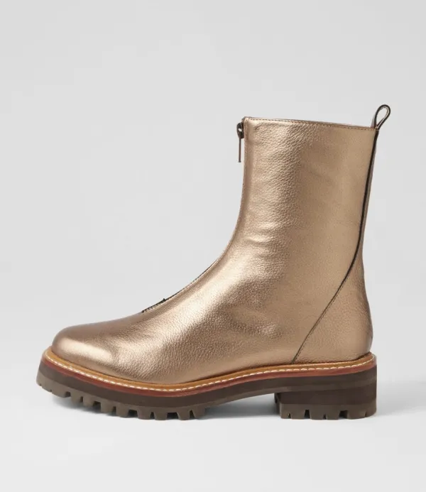 Women DJANGO & JULIETTE Faycey Bronze Tumble Leather Ankle Boots
