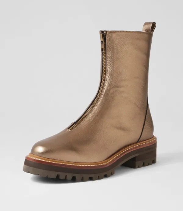 Women DJANGO & JULIETTE Faycey Bronze Tumble Leather Ankle Boots