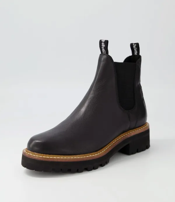 Women DJANGO & JULIETTE Femi Black Tumble Leather Chelsea Boots