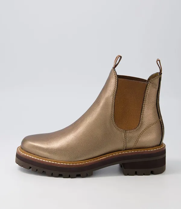 Women DJANGO & JULIETTE Femi Bronze Tumble Leather Chelsea Boots