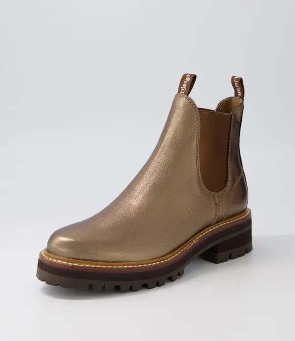 Women DJANGO & JULIETTE Femi Bronze Tumble Leather Chelsea Boots