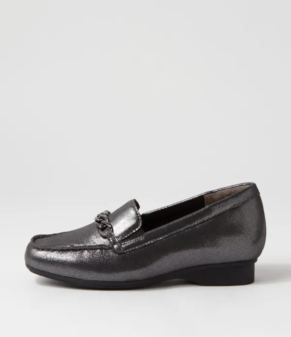 Women ZIERA Fenders Xf Pewter Powder Leather Loafers