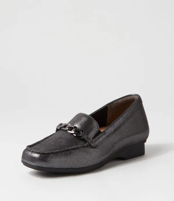 Women ZIERA Fenders Xf Pewter Powder Leather Loafers