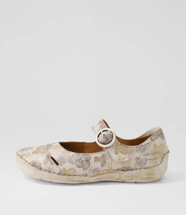 Women JOSEF SEIBEL Fergey 80 Creme Multi Leather Mary Janes