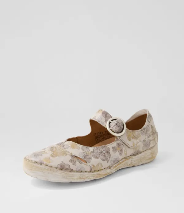 Women JOSEF SEIBEL Fergey 80 Creme Multi Leather Mary Janes