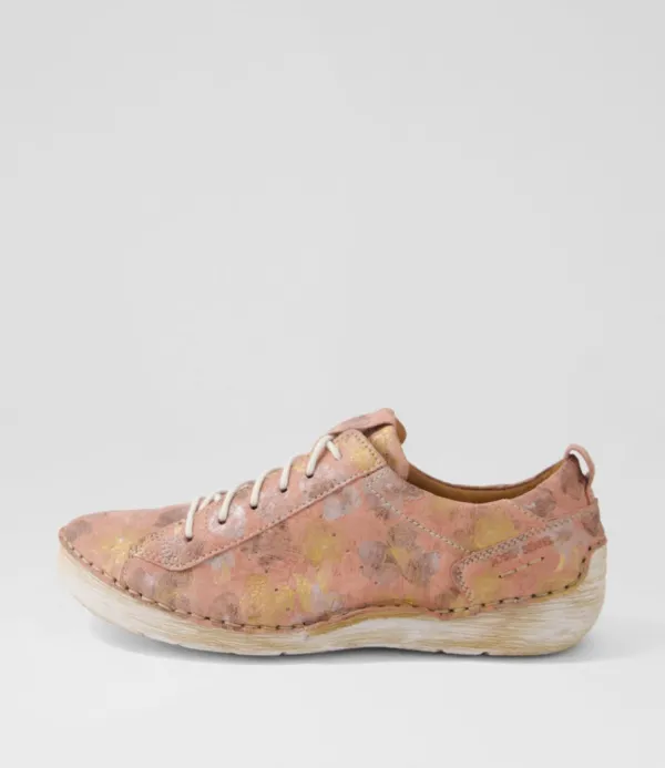 Women JOSEF SEIBEL Fergey 56 Pink Multi Leather Lace Up Flats