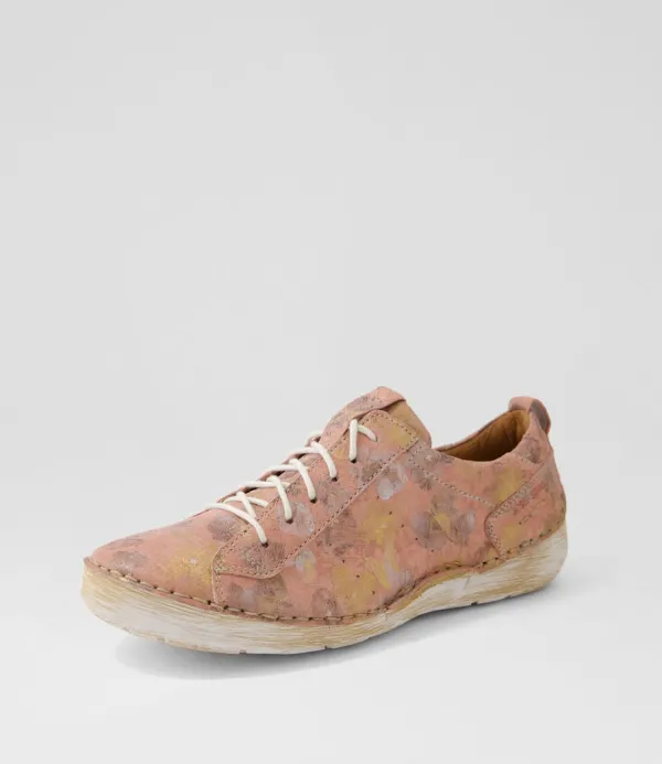 Women JOSEF SEIBEL Fergey 56 Pink Multi Leather Lace Up Flats