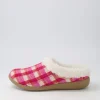Women ZIERA Fifi Xw Fuchsia Red Check Fabric Slippers