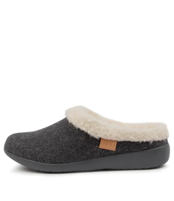 Women ZIERA Fifi Xw Grey Fabric Slippers
