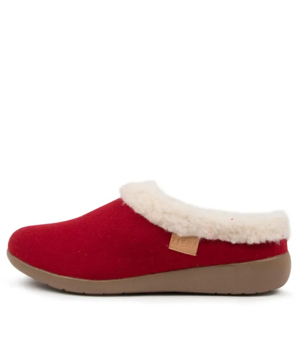 Women ZIERA Fifi Xw Red Fabric Slippers