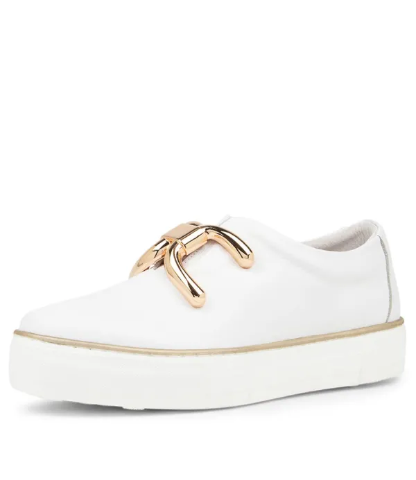 Women DJANGO & JULIETTE Filpy White Leather Sneakers