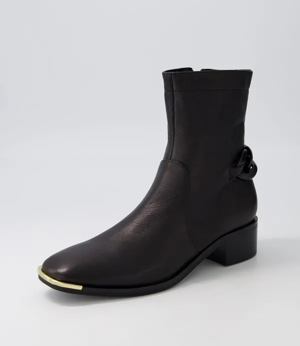Women DJANGO & JULIETTE Firat Black Leather Ankle Boots