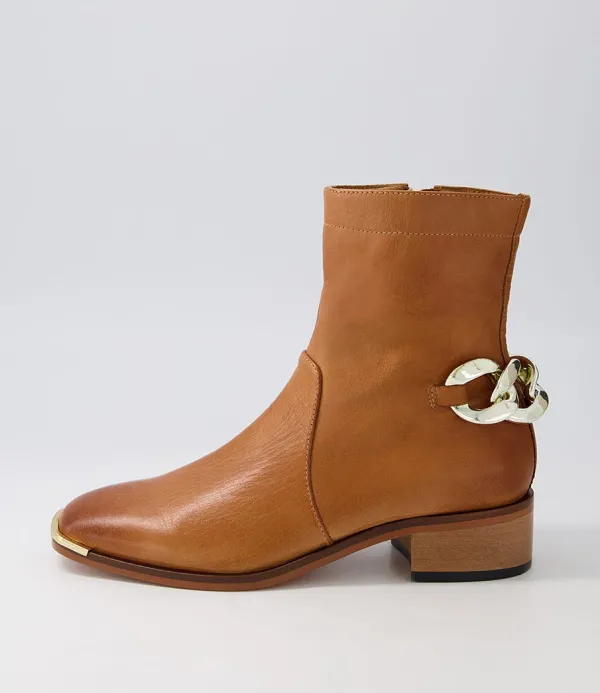 Women DJANGO & JULIETTE Firat New Tan Leather Ankle Boots