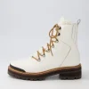 Women DJANGO & JULIETTE Fisher White Black Tumble Leather Lace Up Boots
