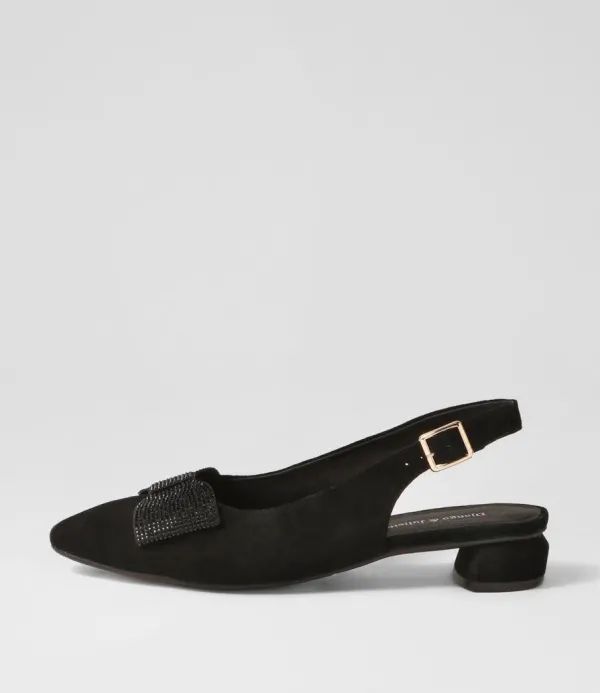 Women DJANGO & JULIETTE Floriest Black Suede Flat Shoes