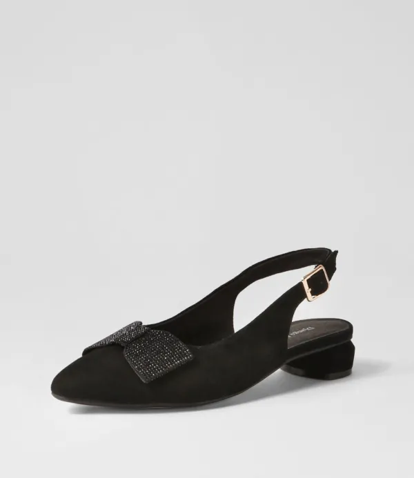 Women DJANGO & JULIETTE Floriest Black Suede Flat Shoes