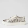 Women DJANGO & JULIETTE Flynng Silver Crackle White Leather Sneakers