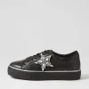 Women DJANGO & JULIETTE Foxxie Black Silver Leather Jewels Sneakers