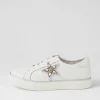 Women DJANGO & JULIETTE Foxxie White Silver Leather Jewels Sneakers