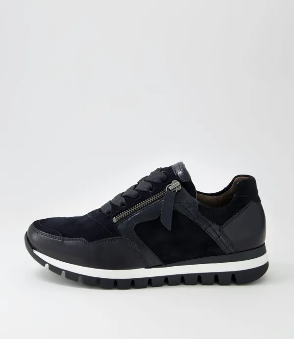 Women GABOR Frauke Schwarz Leather Sneakers