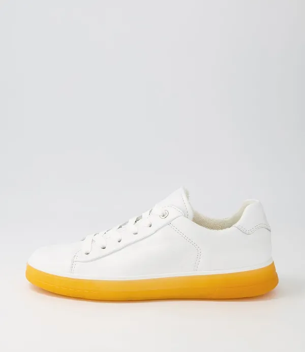 Women ARA Frisco White Orange Leather Sneakers