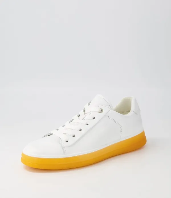 Women ARA Frisco White Orange Leather Sneakers