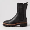 Women DJANGO & JULIETTE Fryser Black Tumble Leather Ankle Boots