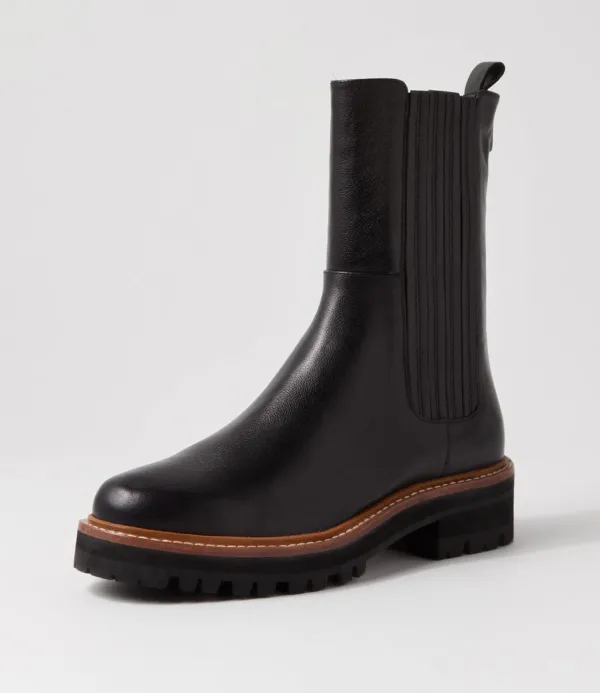Women DJANGO & JULIETTE Fryser Black Tumble Leather Ankle Boots