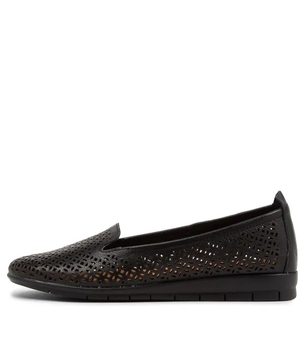 Women SUPERSOFT Function Black Leather Loafers