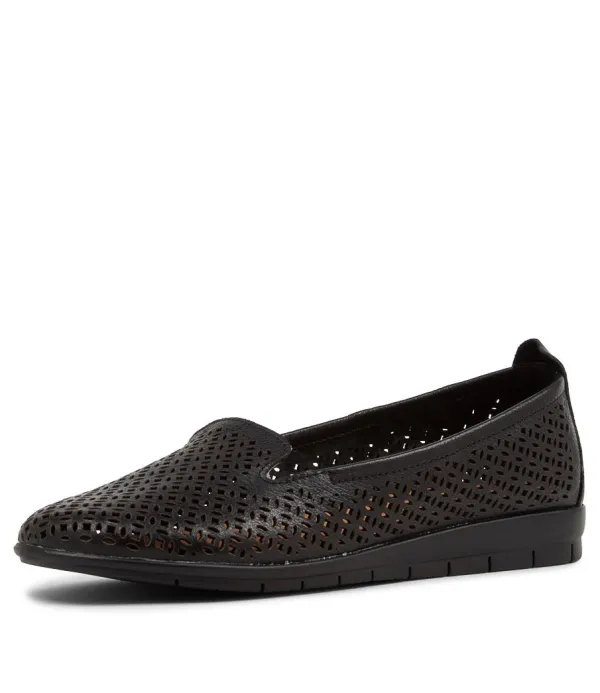 Women SUPERSOFT Function Black Leather Loafers