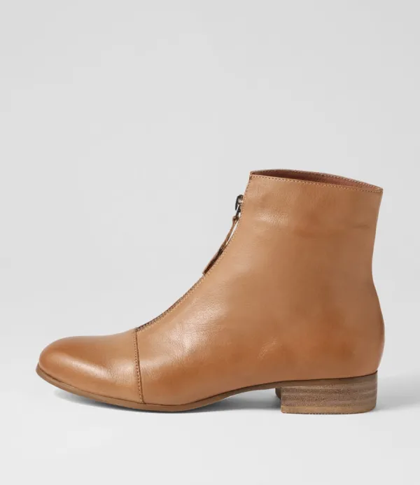 Women DJANGO & JULIETTE Funda Cognac Leather Ankle Boots