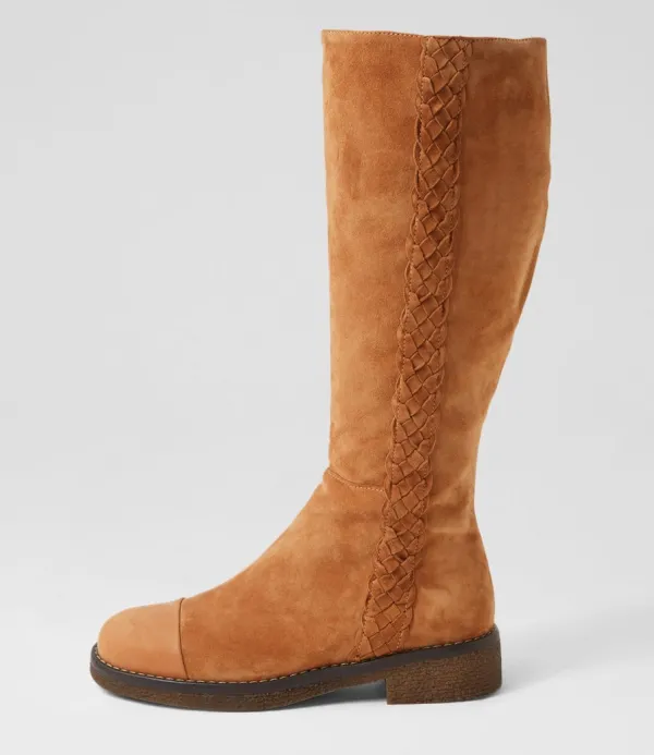 Women DJANGO & JULIETTE Gadnir Tan Leather Suede Knee High Boots