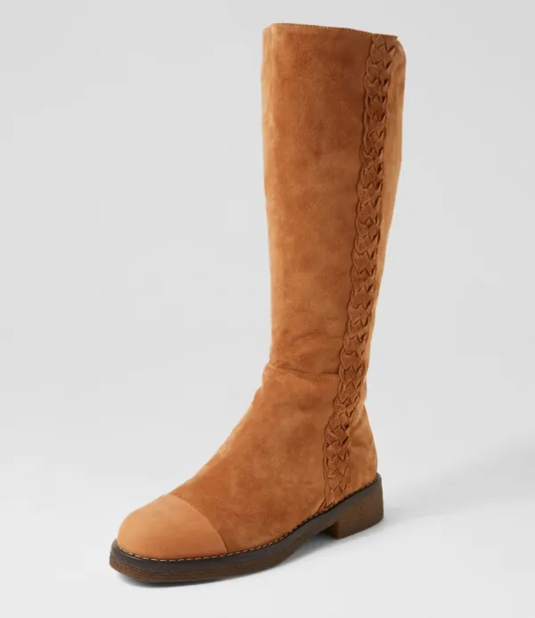 Women DJANGO & JULIETTE Gadnir Tan Leather Suede Knee High Boots