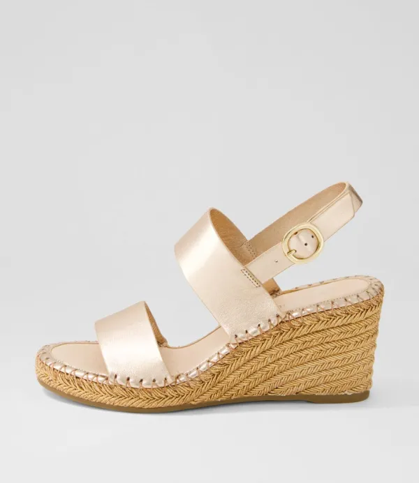 Women TOP END Gaga Rose Gold Rope Leather Sandals