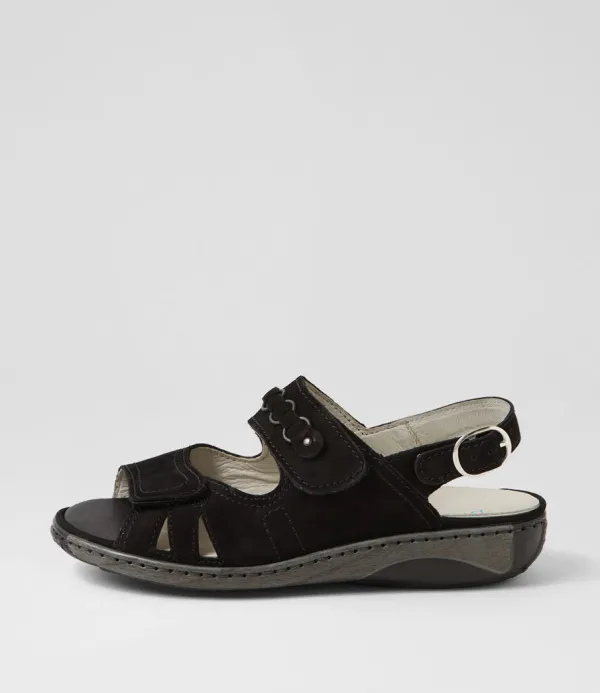 Women WALDLAUFER Garda 4 Schwarz Suede Sandals
