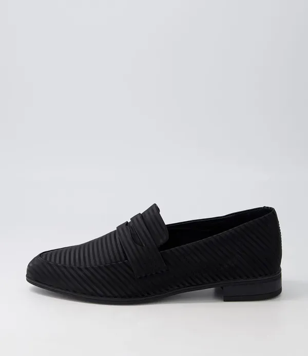 Women DJANGO & JULIETTE Gebeze Black Stripe Leather Loafers