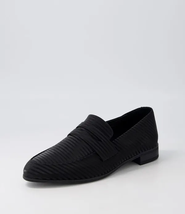 Women DJANGO & JULIETTE Gebeze Black Stripe Leather Loafers
