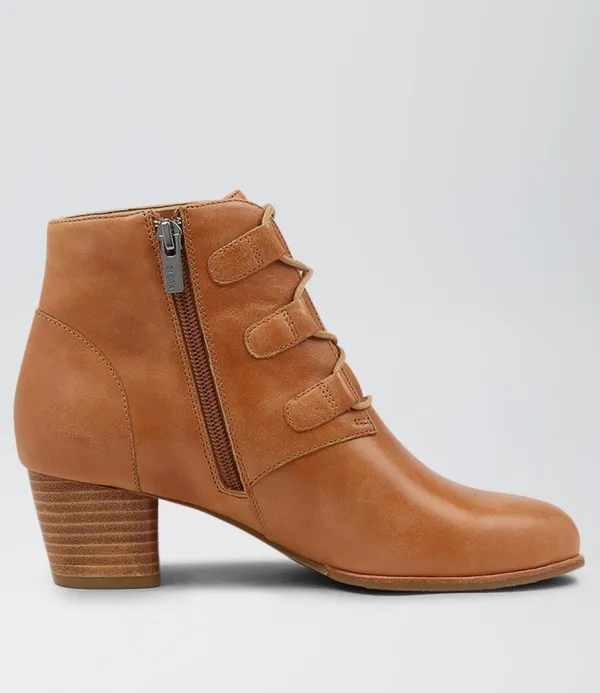 Women ZIERA George W Tan Leather Lace Up Boots