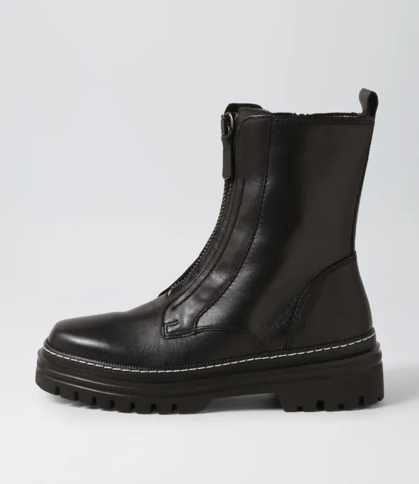 Women GABOR Gesine Schwarz Leather Ankle Boots