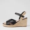 Women TOP END Ghosta Black Natural Rope Leather Espadrilles