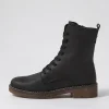 Women DJANGO & JULIETTE Gipsiee Black Leather Ankle Boots