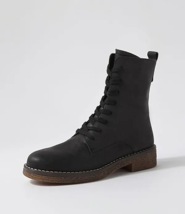 Women DJANGO & JULIETTE Gipsiee Black Leather Ankle Boots