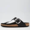 Women BIRKENSTOCK Gizeh Big Buckle Black Leather Thongs