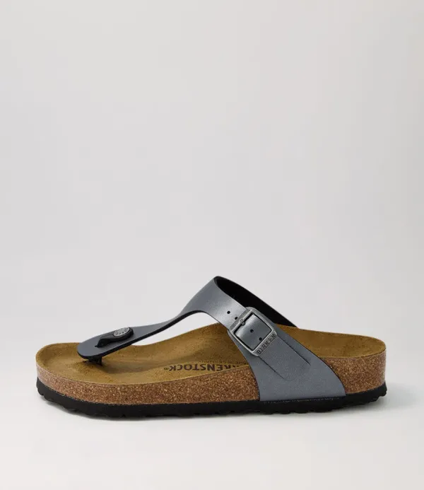 Women BIRKENSTOCK Gizeh Metallic Black Birkoflor Sandals