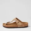 Women BIRKENSTOCK Gizeh Narrow W Tobacco Brown Oiled Leather Thongs